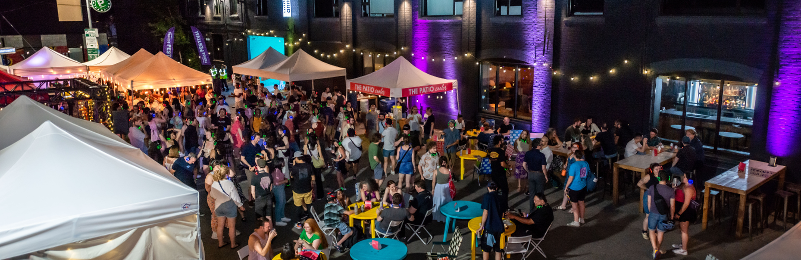 The patio at night